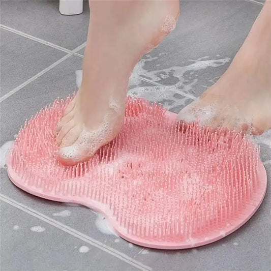 Silicone Foot Scrubber Mat for Shower (30x23cm) | Non-Slip Foot Cleaning & Massage Mat with Soft Bristles