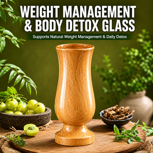 Weight Loss and Body Detox Wooden Water Glass (100% Ayurvedic)