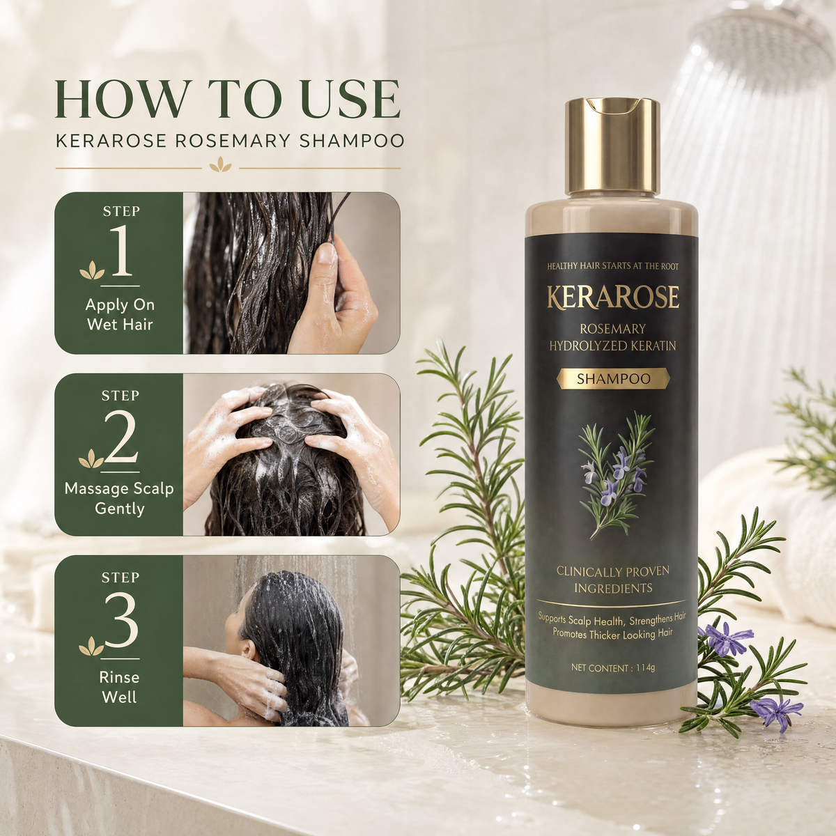 Kerarose Rosemary Shampoo For Hair Growth