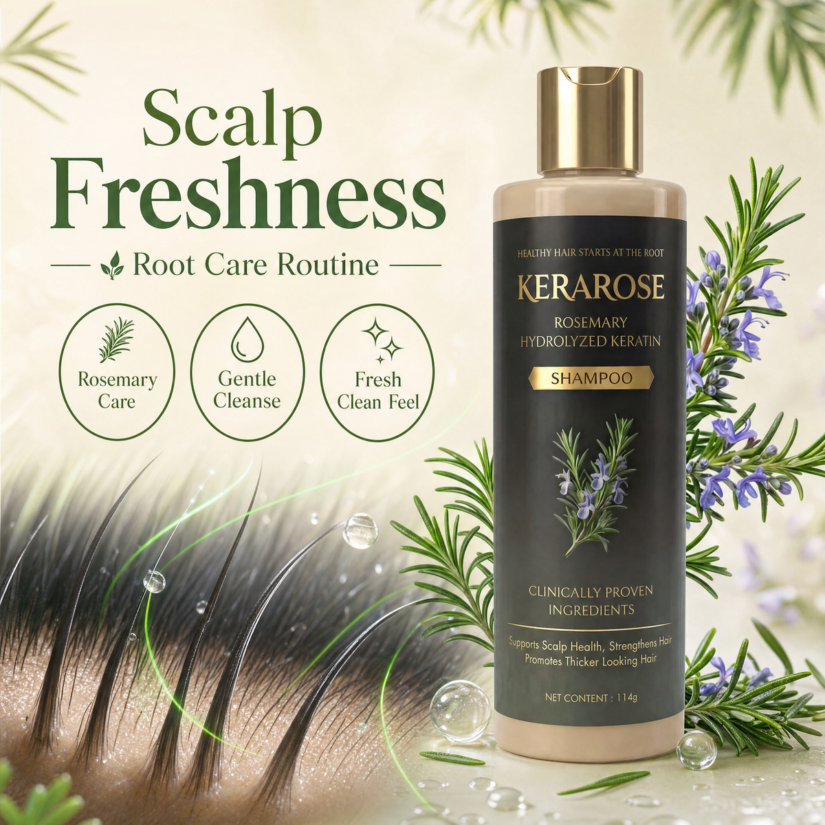 Kerarose Rosemary Shampoo For Hair Growth